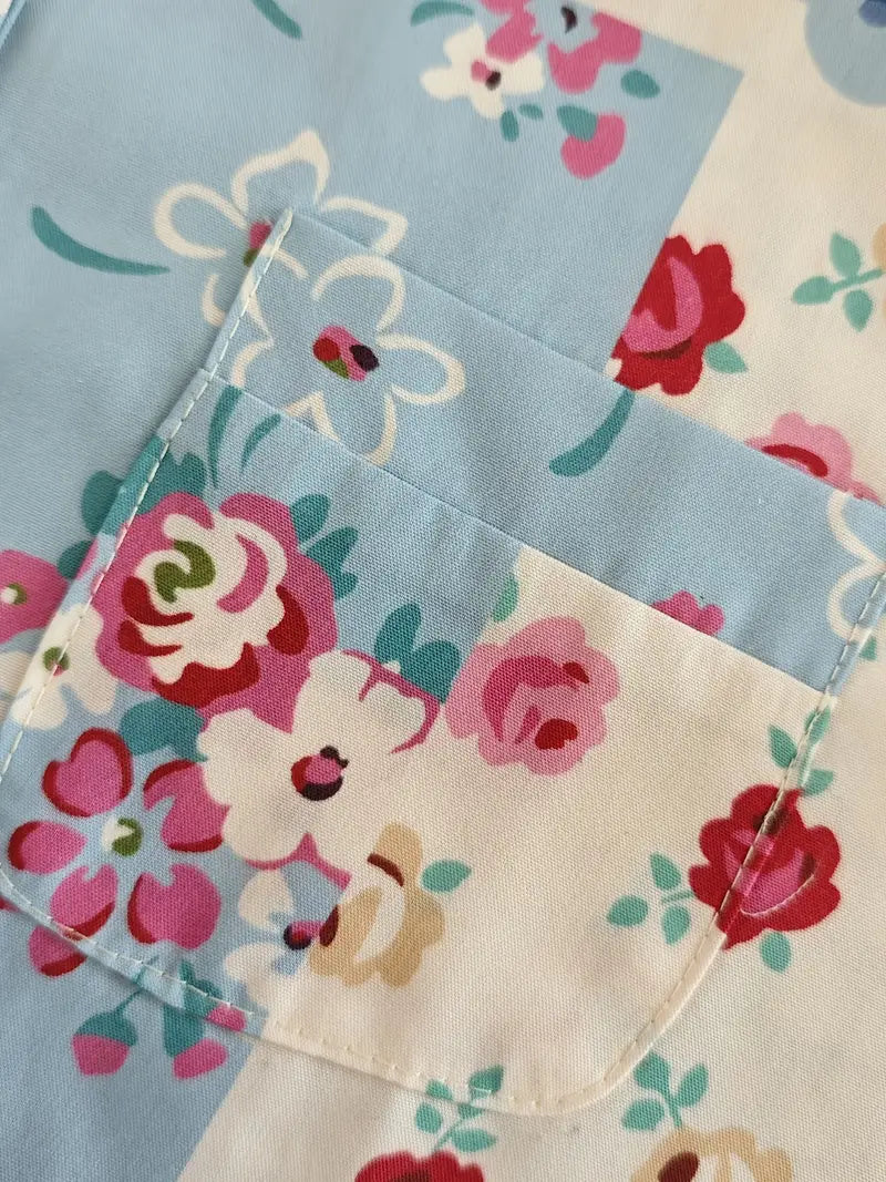Vintage Bug Floral Art Print Casual Shirt with Pocket
