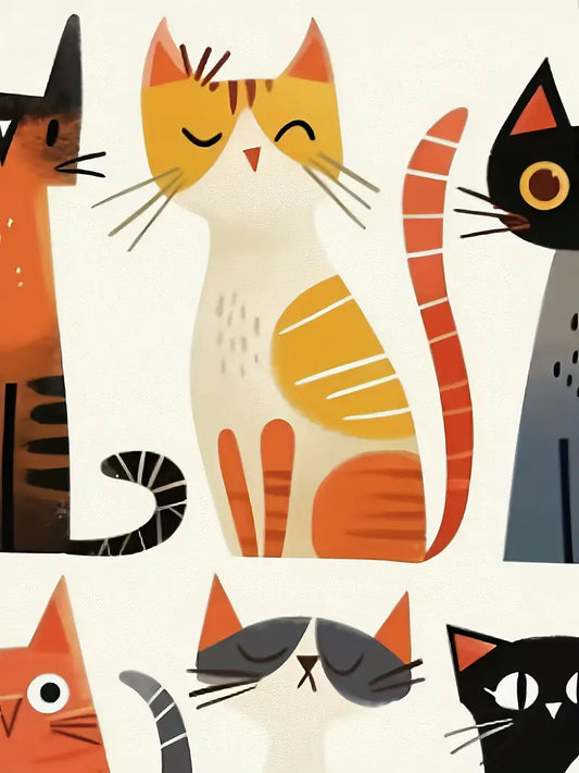 Vintage Cat's Art Print Casual Shirt with Pocket