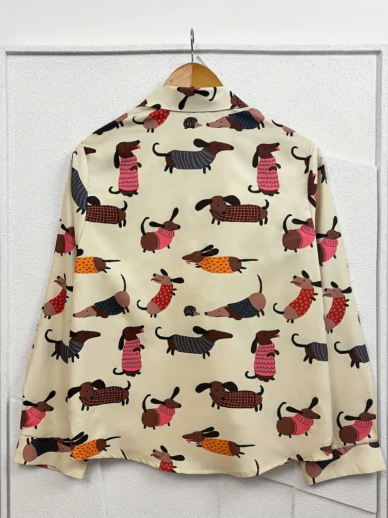 Vintage Animal Floral Art Print Casual Shirt with Pocket