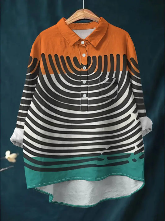 Vintage Zebra Art Print Casual Shirt with Pocket