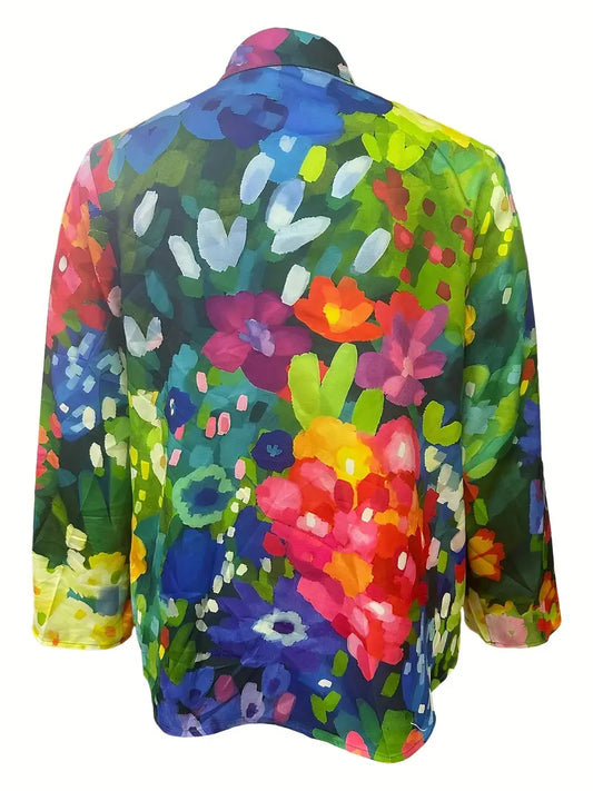 Vintage Mix Floral Art Print Casual Shirt with Pocket