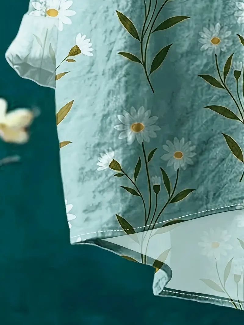 Vintage Sun Art Print Casual Shirt with Pocket