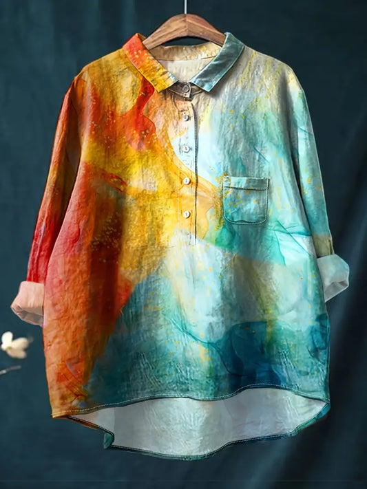 Vintage Base Art Print Casual Shirt with Pocket
