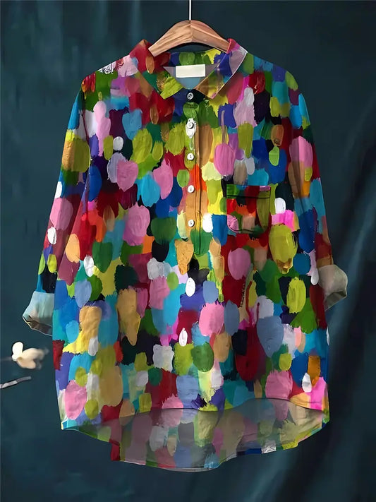 Vintage Mix Floral Art Print Casual Shirt with Pocket