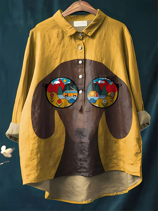 Vintage Got Art Print Casual Shirt with Pocket