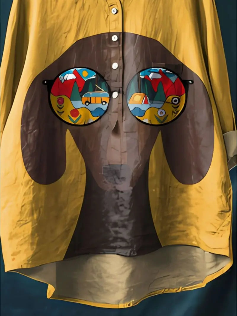 Vintage Got Art Print Casual Shirt with Pocket