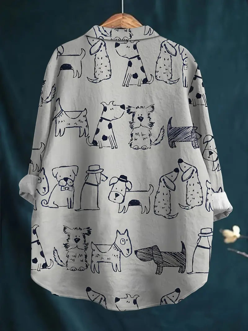 Vintage Black & White Art Print Casual Shirt with Pocket